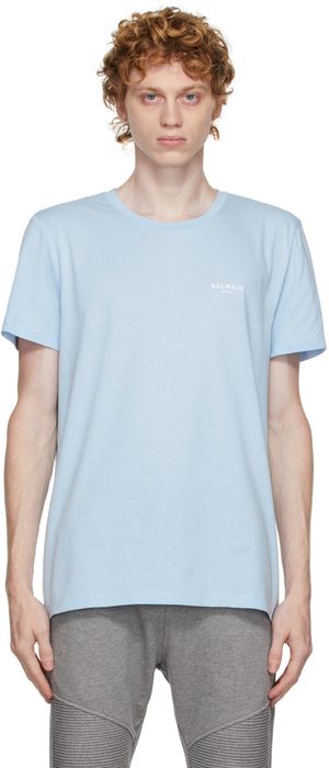 Balmain Blue Flocked T-Shirt