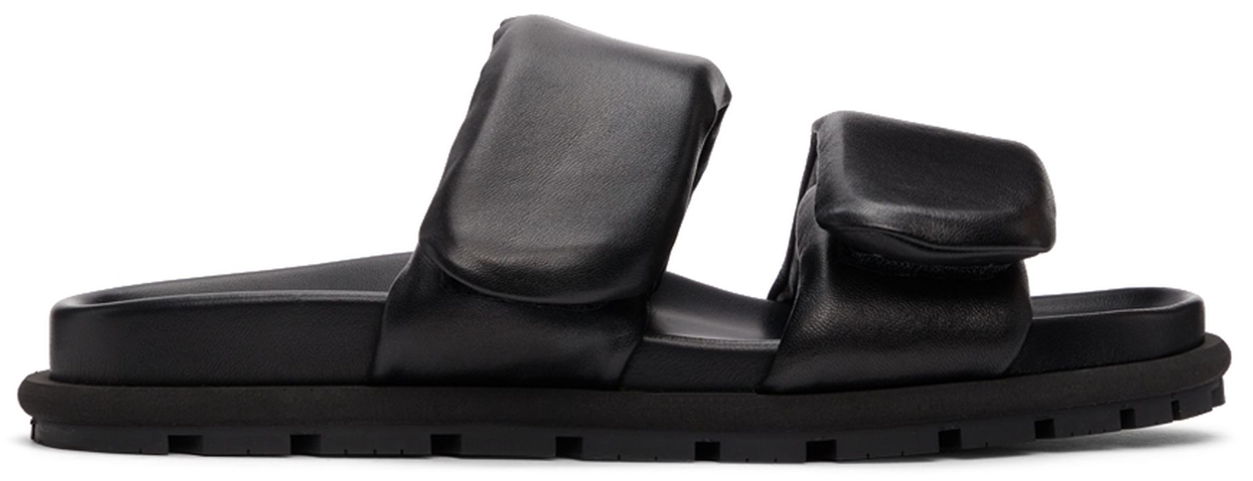 Dries Van Noten Black Leather Padded Sandals