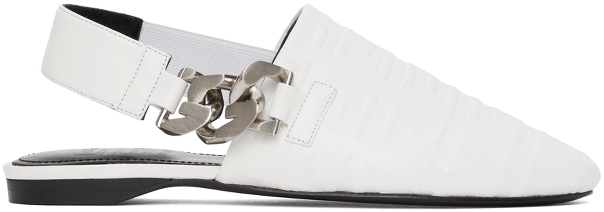 Givenchy White G Chain Slingback Mules