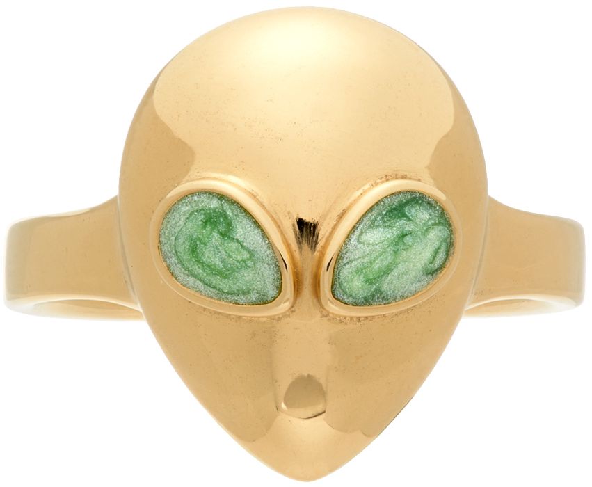 Alina Abegg Gold & Green Alien Pinky Ring