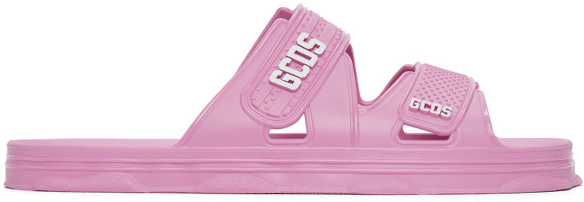 GCDS Pink Rubber Slider Sandals