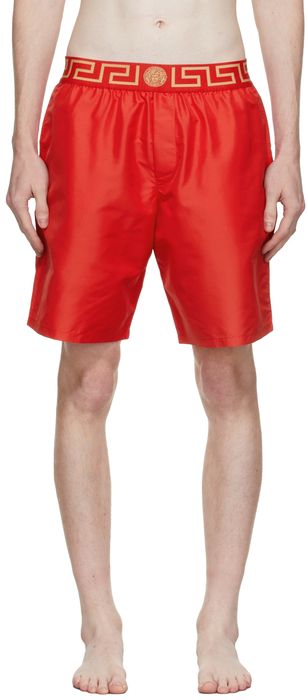 Versace Underwear Red Greca Swim Shorts