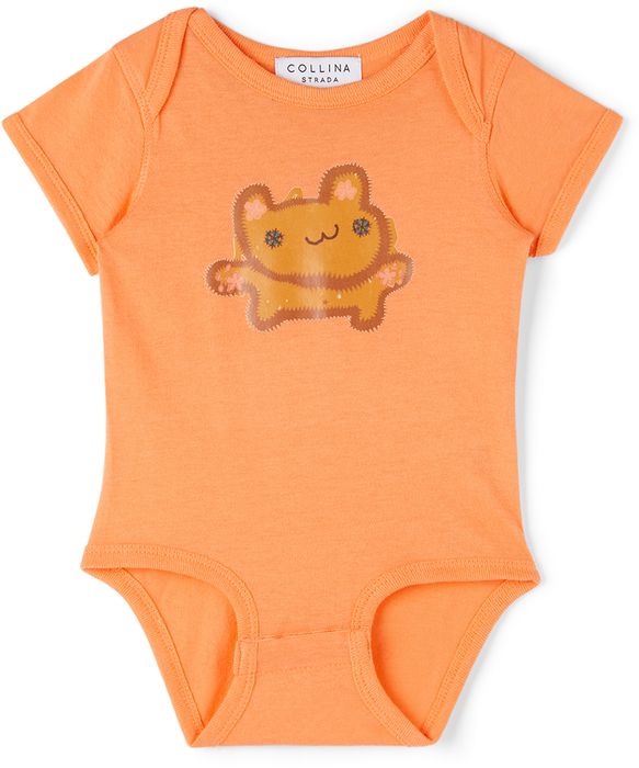 Collina Strada SSENSE Exclusive Baby Orange Bear Printed Bodysuit