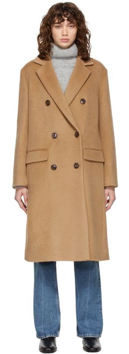 Boss Tan Capaka Double Breasted Coat