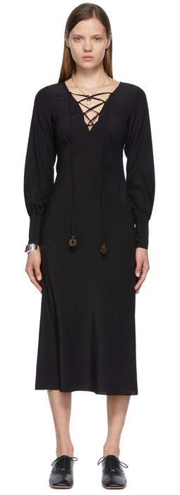 Maiden Name SSENSE Exclusive Black Silk Alix Dress