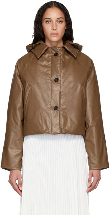 KASSL Editions Tan Down Oil Cropped Puffer Jacket