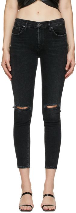 AGOLDE Black Sophie Mid-Rise Ankle Jeans