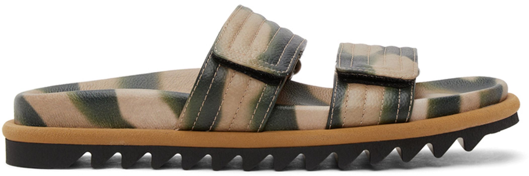 Dries Van Noten Khaki Camo Slide Sandals