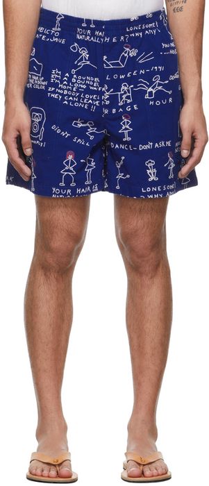 Bode Blue Doodle Scene Shorts