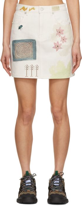 MCQ Off-White Denim Ramble On Illustrated Miniskirt