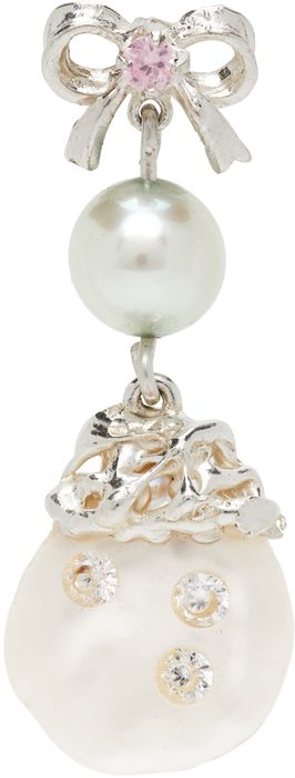 MGN SSENSE Exclusive Silver Single Pearl Couture Earring
