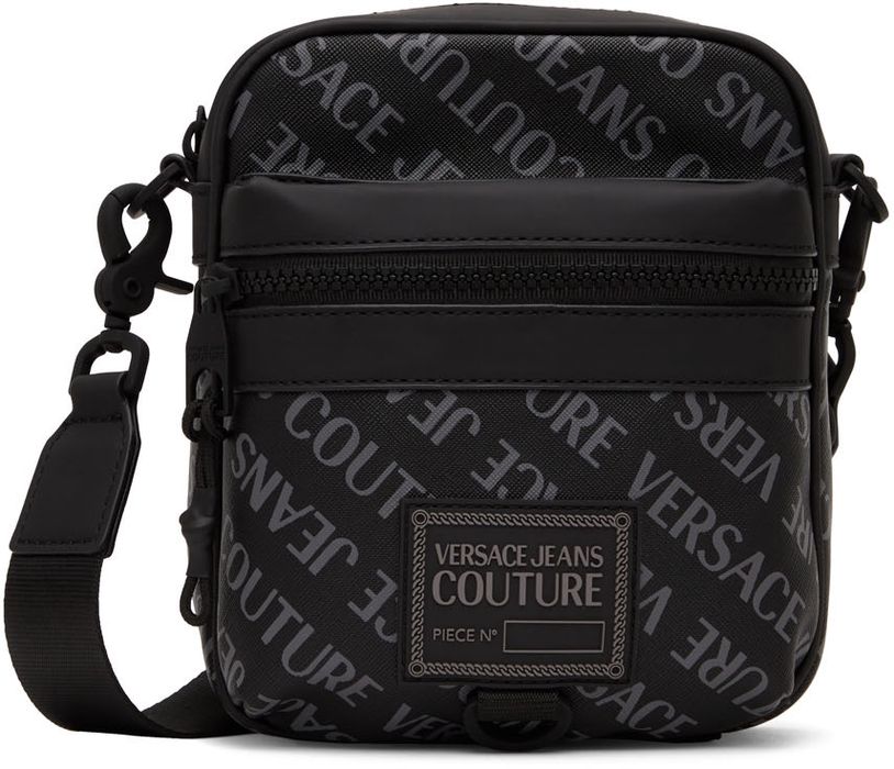 Versace Jeans Couture Black Saffiano Allover Messenger Bag