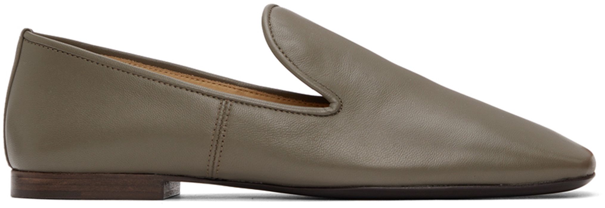 Lemaire Taupe Leather Soft Loafers