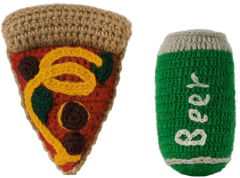 Ware of the Dog Multicolor Pizza & Beer Dog Toys