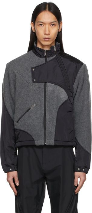 HELIOT EMIL Grey & Black Paneled Fleece Jacket