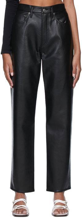 AGOLDE Black 90s Recycled Leather Trousers