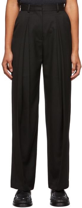 LOW CLASSIC Black Double Tuck Trousers