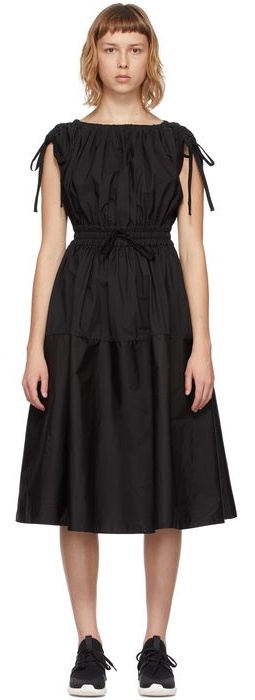 Moncler Black Poplin Drawstring Dress