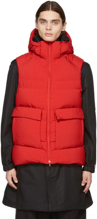 Y-3 Red Down Puffy Vest