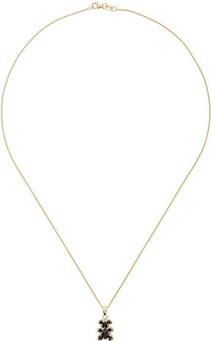 Alexandre Bergeron SSENSE Exclusive Gold & Black Licorice Bear Pendant Necklace