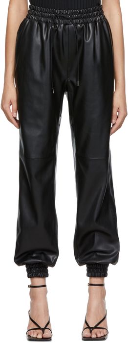 DRAE Black Faux-Leather Zoe Trousers