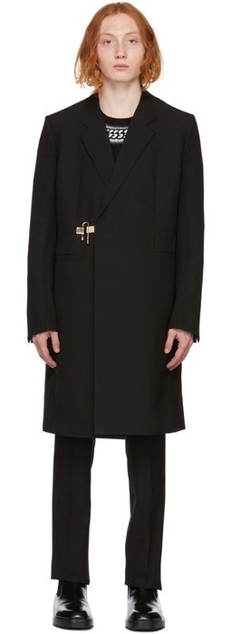 Givenchy Black Wool Padlock Coat