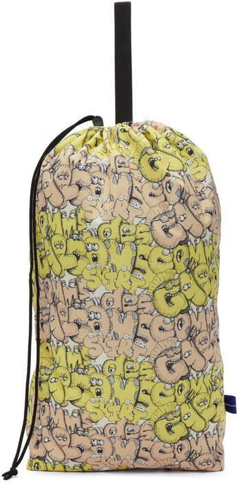 Comme des Garçons Shirt Yellow KAWS Edition Pattern Drawstring Bag
