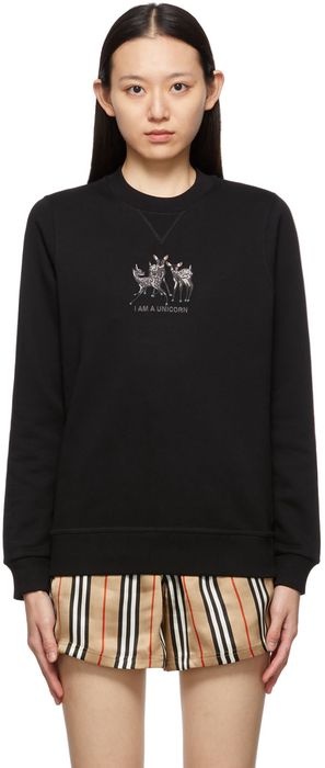 Burberry Black Embroidered Deer Berkley Sweatshirt