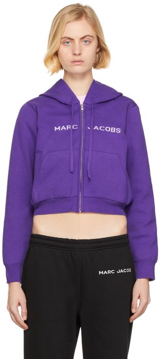 Marc Jacobs Purple 'The Cropped Zip Hoodie' Hoodie