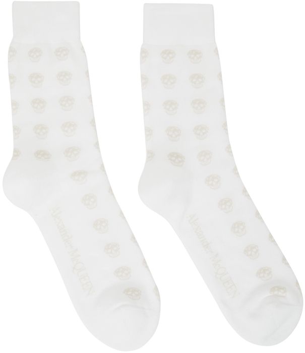 Alexander McQueen White & Off-White Skull Sport Short Socks