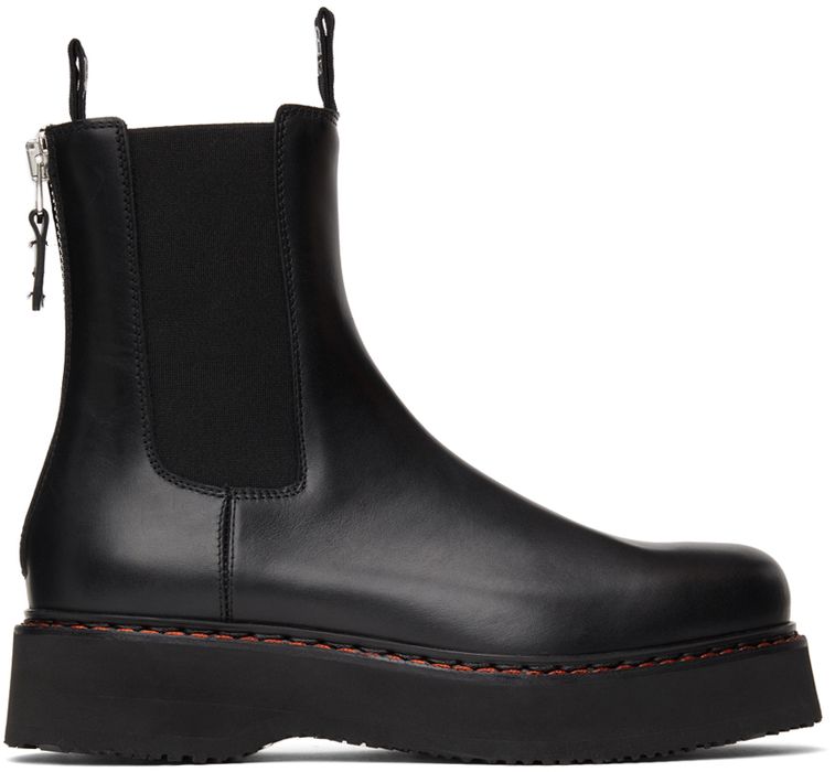 R13 Black Single Stack Chelsea Boots