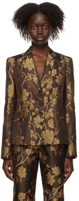 Puppets and Puppets SSENSE Exclusive Brown Brocade 'The Puppets' Blazer