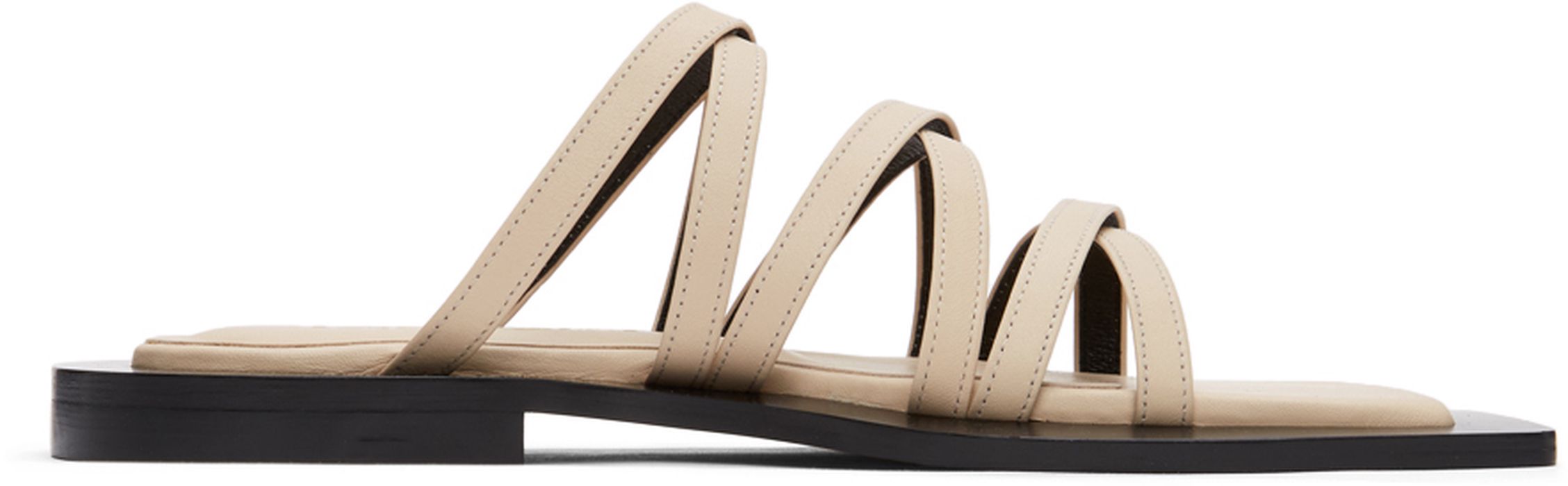 Flat Apartment Beige Wide Sole Strappy Sandals