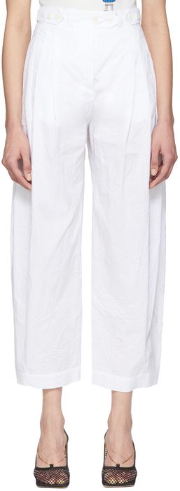 Lanvin White Canvas Crinkle Trousers