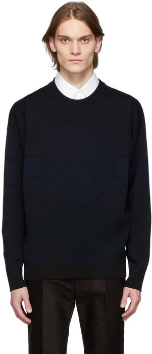 Versace Black & Navy La Greca Sweater