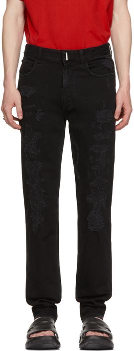 Givenchy Black Distressed Slim-Fit Jeans