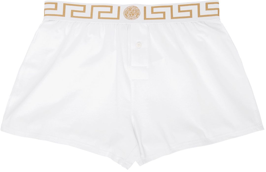 Versace Underwear White Greca Border Boxers