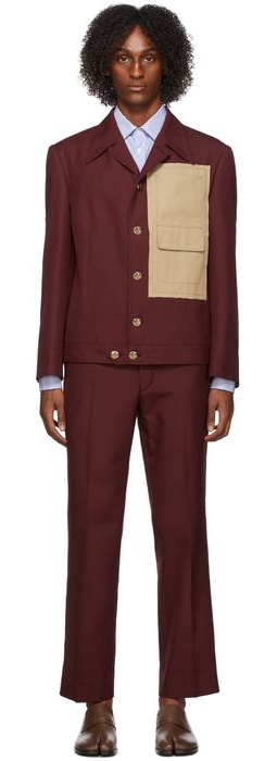 Maison Margiela Burgundy 'Memory Of' Uniform Suit