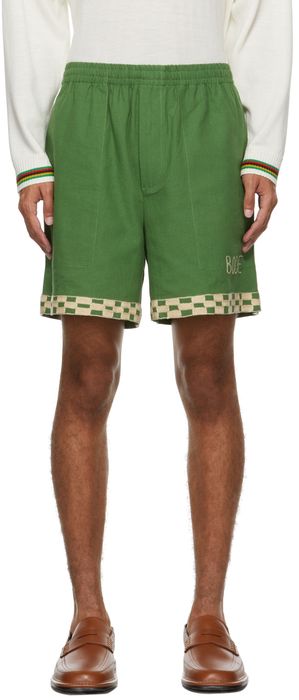 Bode Green Checkerboard Rugby Shorts