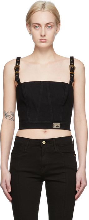Versace Jeans Couture Black Baroque Couture I Bustier Tank Top