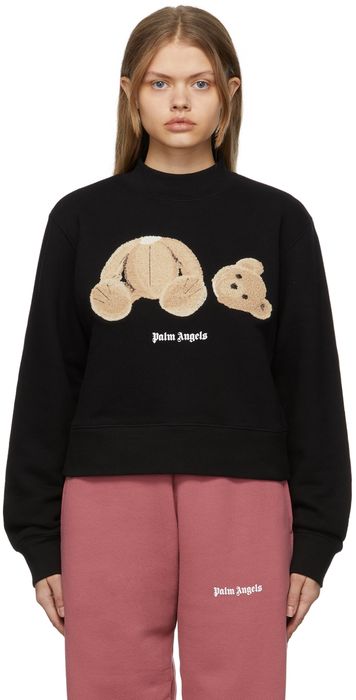 Palm Angels Black Teddy Bear Fitted Sweater