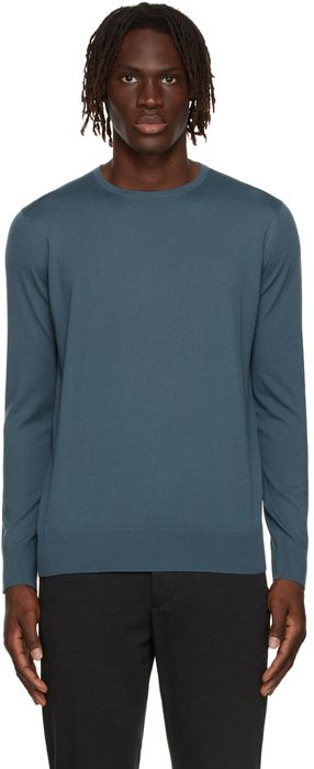 Loro Piana Blue Wool Long Sleeve T-Shirt