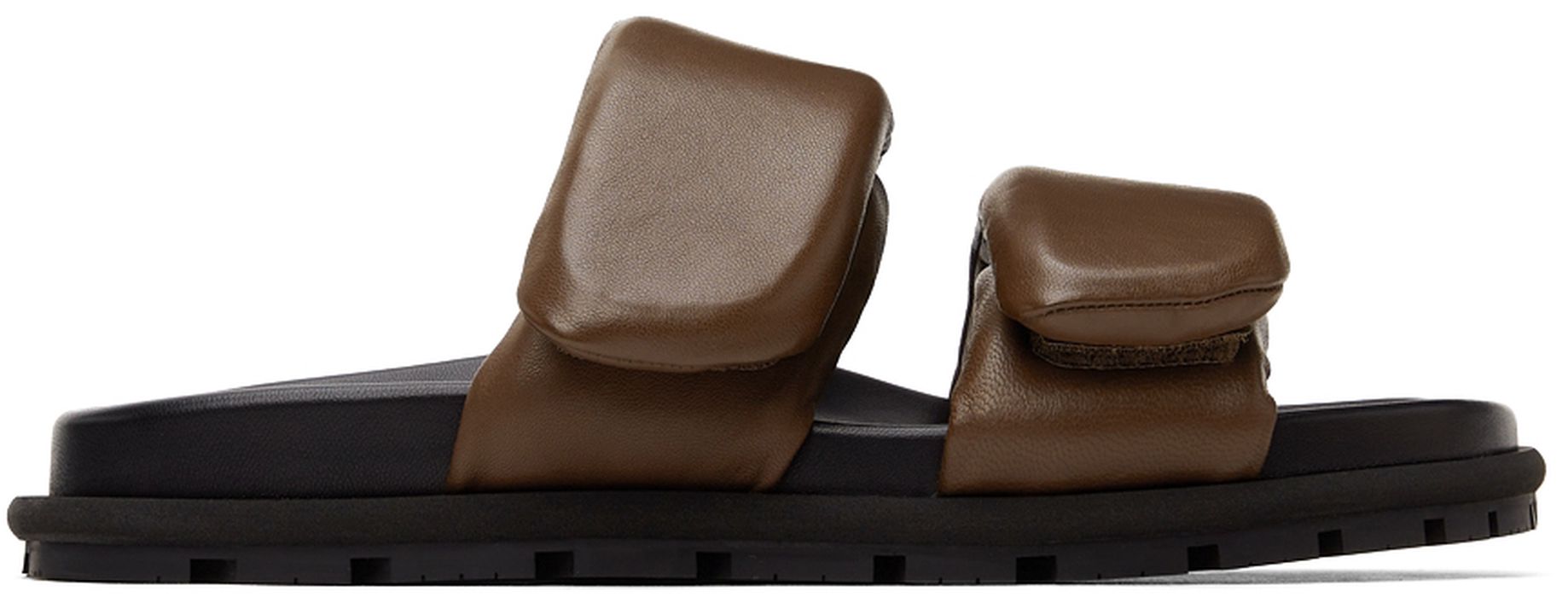 Dries Van Noten Brown Leather Slip-On Sandals