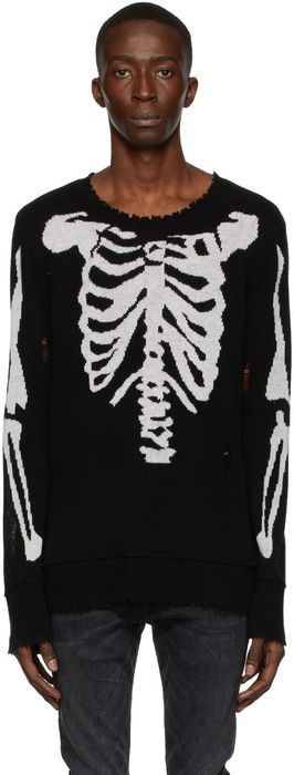 R13 Black Cashmere Skeleton Distressed Sweater