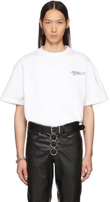 Jean Paul Gaultier White Logo Brooch T-Shirt