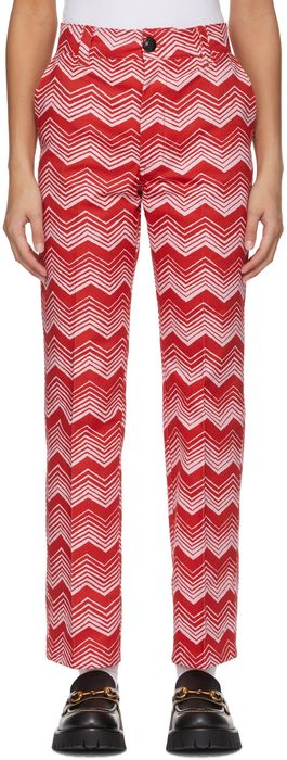 SSENSE WORKS SSENSE Exclusive Jeremy O. Harris Red & Pink Print Cropped Trousers