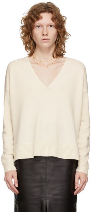 CO White Cashmere V-Neck Sweater