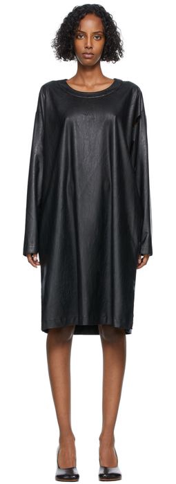 MM6 Maison Margiela Black Faux-Leather Underarm Hole Dress