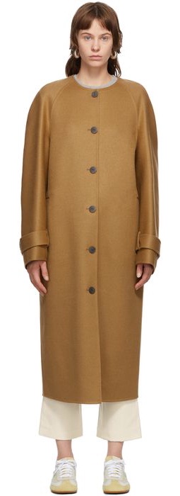 Loewe Tan Wool & Cashmere Raglan Coat