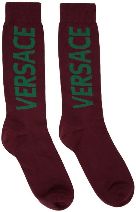 Versace Burgundy Logo Socks